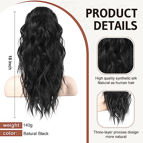 Flufymooz 18 Inch Claw Clip Ponytail Extension, Wavy Curly