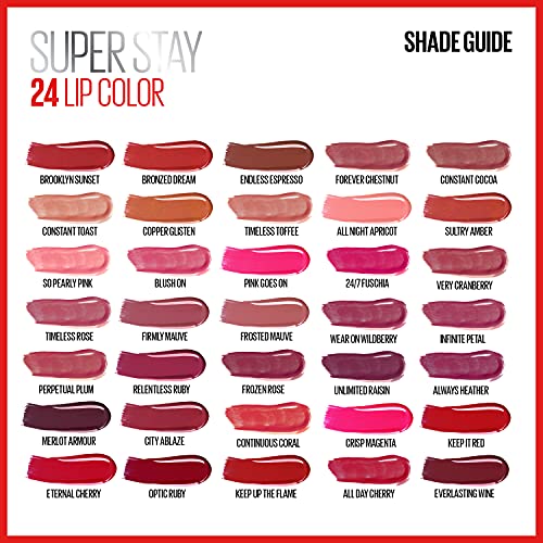 Maybelline Super Stay 24, 2-Step Liquid Lipstick Makeup, Long Lasting Highly Pigmented Color with Moisturizing Balm, Merlot Armour, Red, 1 Count