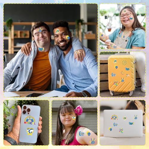 8 Sheets 200+ Down Syndrome Awareness Temporary Tattoos Stickers World Down Syndrome Day Party Decorations Favors 21 March Care Blue Yellow Ribbon Tattoo Stickers Gifts Rewards Supplies