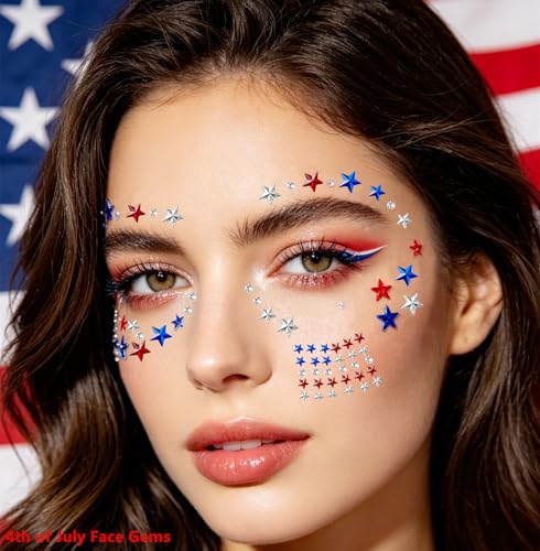 Go Ho 4th of July Star Face Gems - Self-Adhesive Rhinestones