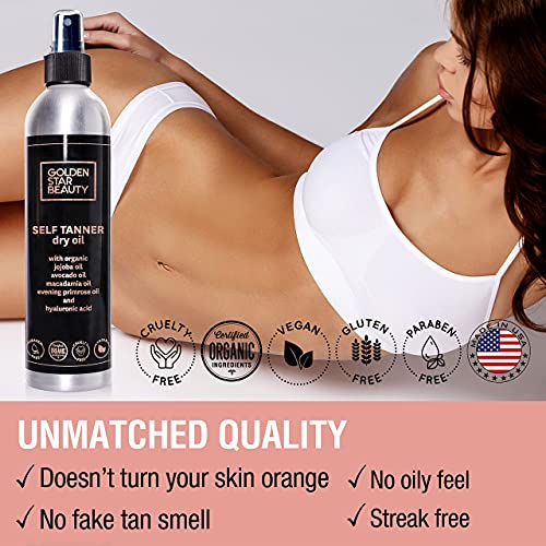 Self Tanner Oil & Tan Extender Lotion with Hyaluronic Acid and Organic Oils - Create and Extend Beautiful Sunless Tan
