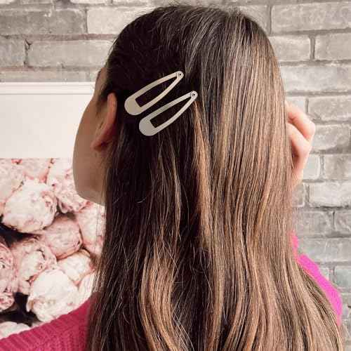 48 PCS Small Metal Barrettes For Women Non Slip Water Drop Snap Clips For Thick Thin Fine Hair Classic Accessories,Black Brown Beige,1.97 x 0.5 In