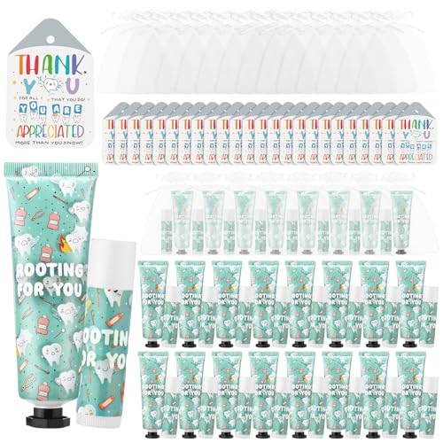 Leelosp 96 Pcs Dental Gifts Dental Assistant Week Gifts Lips and Hand Cream Gift Bulk with Appreciation Card for National Dentist's Day Hygienist Nurse Doctor Coworker Staff Hospital Office Supplies