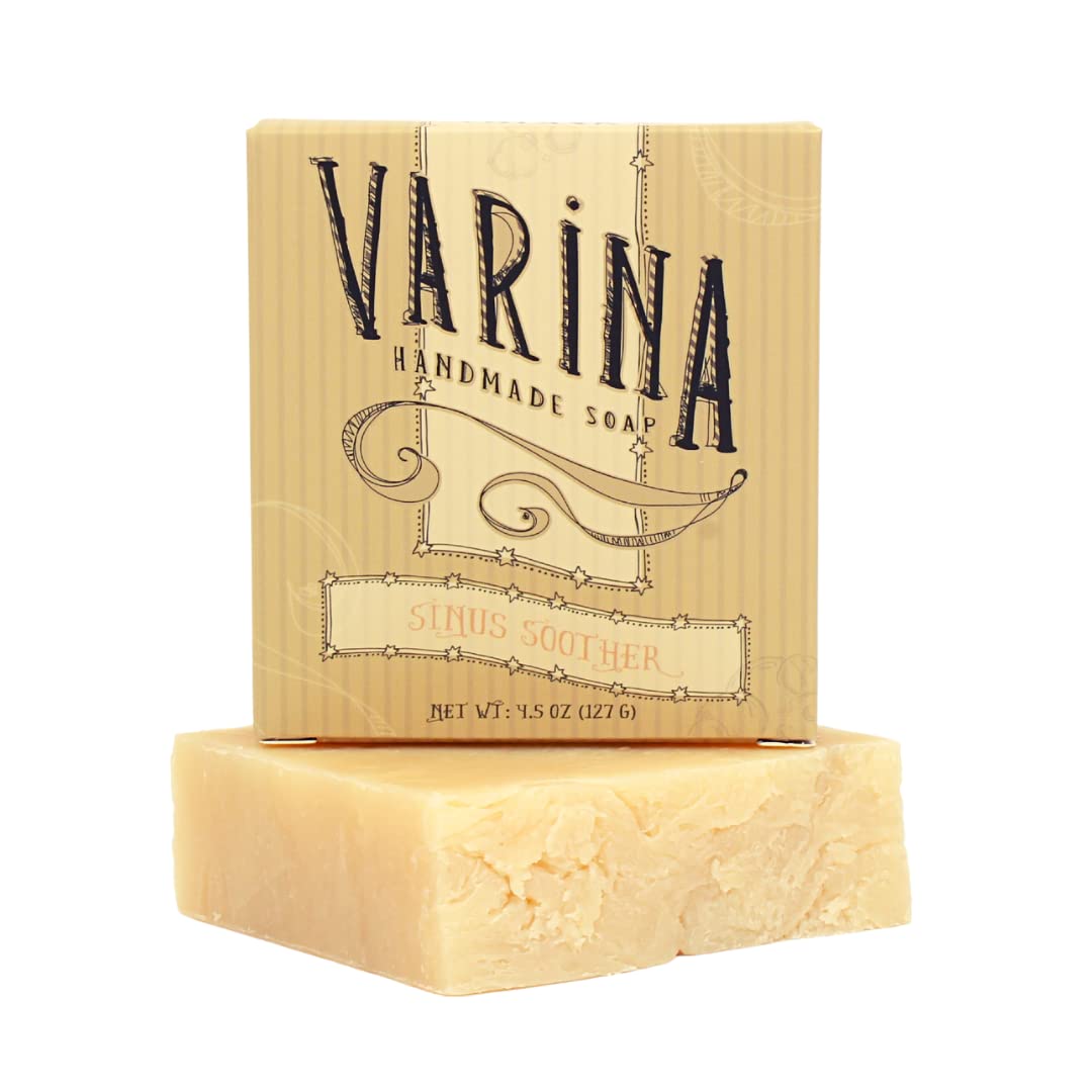 Varina Organic Sinus Soother Bar Soap - Gentle Cleansing for Sensitive Skin, Herbal and Mint - 3 Pack - Experience Healthy and Glowing Skin