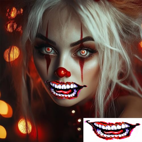 Halloween Scary Face Tattoos, 11 Sheets Waterproof Stickers