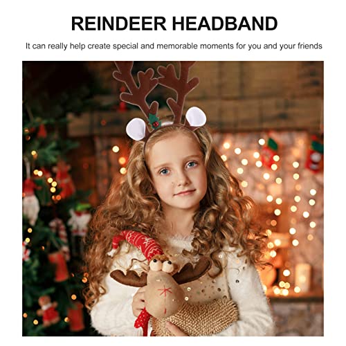 Garneck ANTELER HEADBAND - Christmas Antler Hair Hoops, Velvet Cloth Headband with Antler&Chimes for Christmas Party (Dark Brown)