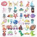 204 Sheets Glitter Temporary Tattoos for Kids Bulk Party Favors