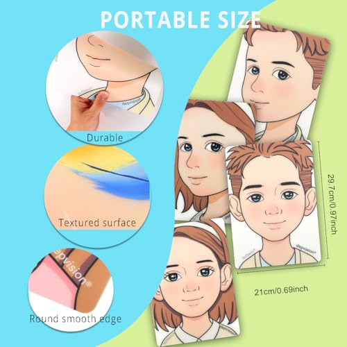 Depvision Reusable Face Paint Practice Board,4 Colorful Face Paint Board, Face Painting Exercise Board,Makeup Template A4 size (Kids)
