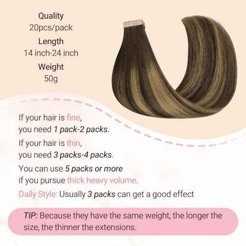 MAXITA Tape in Hair Extensions Human Hair, Balayage Chocolate Brown to Caramel Blonde, 22inch 50g 20pcs, Remy Silky Real Human Hair Extensions Thick Ends Straight Seamless Tape in Hair Extensions
