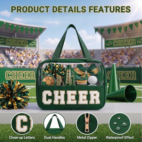 KYTACCU Cheer Makeup Bag with Chenille Letter Design - Travel Pouch for Competitions