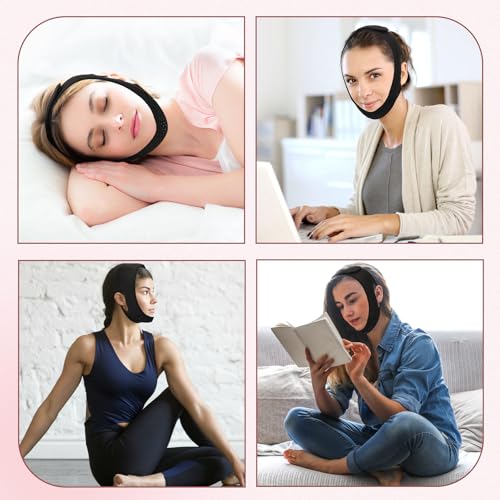 Black Reusable V-Line Mask for Jawline Lifting - Adjustable Chin Strap