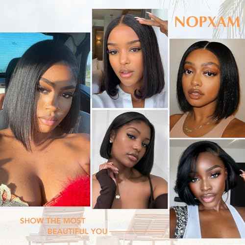 Bob Wig Human Hair 14 Inch Straight Bob Wig Human Hair 180% Density 13x4 Lace Front Wigs Human Hair Natural Color Glueless Wigs for Black Women