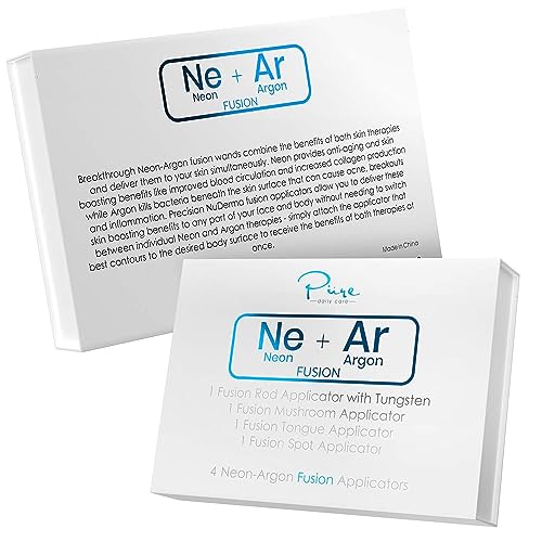 4-Piece Fusion Wand Acessory Set for Nuderma Wands - NuDerma NOT Included - Neon & Argon Fusion Glass applicators for Nuderma ? High Frequency Upgraded Fusion Wand Set Compatible with Nuderma Systems