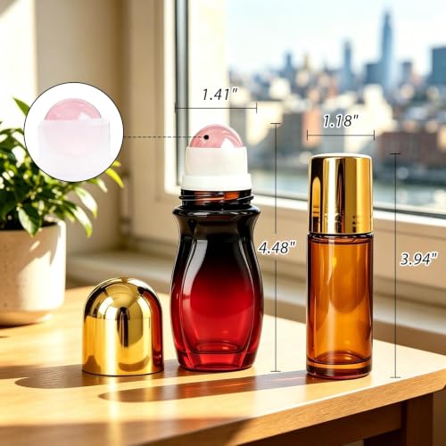 Rose Quartz Essential Oil Roller Bottles Set - 50ml & 30ml