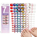 Laza 168pc Press On Toenails - 7 Colors, 12 Sizes, Cat Eye & French
