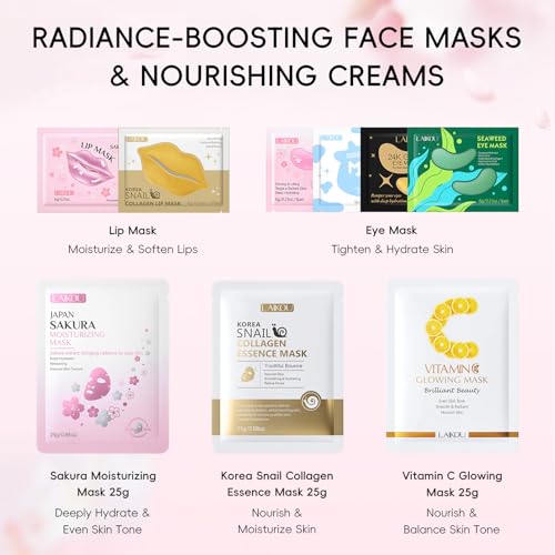 LAIKOU Face Mask£¬Skin Care Set, Skin Care Mask Set, Gifts for Women, Travel Size Toiletries Mother's Day Christmas Birthday Valentine's Day Mom Daughter Teen Girls Wife Lover Sister Friends 24pcs