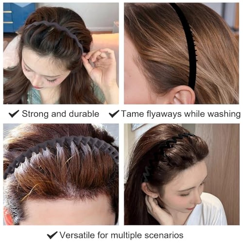 9-Pack Teeth Headbands with Non-Slip Comb Design