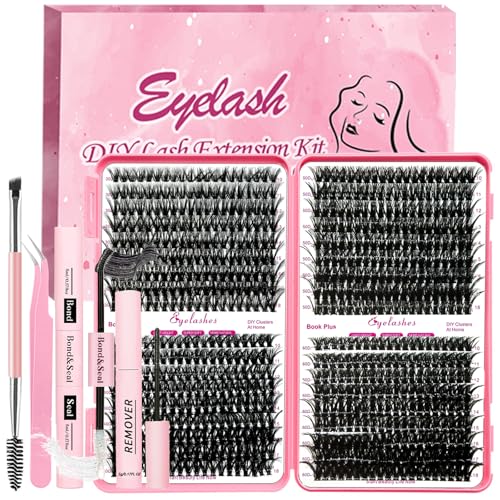 DIY Lash Extension Kit 720pcs Clusters 10-18mm with Bond & Seal