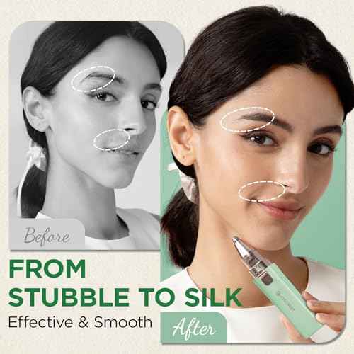 VOGCREST Hair Trimmer, 2 in 1 Facial Hair Remover & Eyebrow Trimmer for Women - Rechargeable, Portable, LED Light