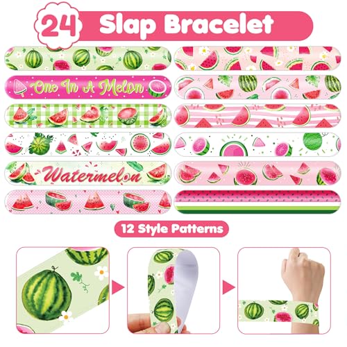 Watermelon Party Favor Set - 48 Piece Bundle with Tattoos & Slap Bracelets