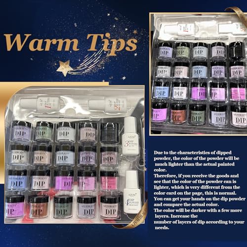 AZUREBEAUTY 20 Colors Dip Powder Nail Starter Kit with Liquids & Tools