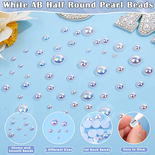 12900pcs Half Pearl Beads Assorted Sizes with Craft Glue