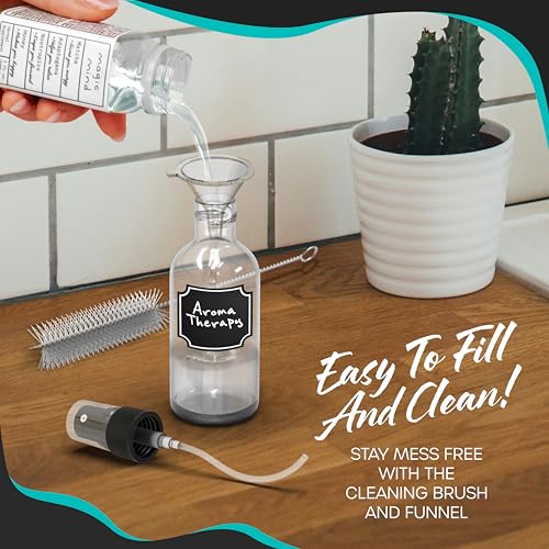 Nevlers Clear Glass Spray Bottles 2 Oz 48 Pack | Empty Spray Bottles Mist Sprayer Set with Funnel, Brush & More | Mist Bottle For Use As Atomizer Sprayer for Perfume & Cologne Travel Bottle