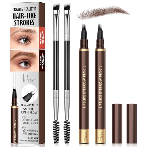 Microblading Eyebrow Pen 2 Pack - Waterproof, Hair-Like Strokes