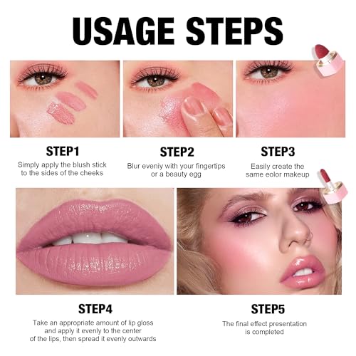Double-headed Mousse Liquid Blush, Liquid Blush Beauty Wand with Sponge Tip Easy to Apply for a Natural Radiant Look, Matte Silky Texture, Long-Lasting