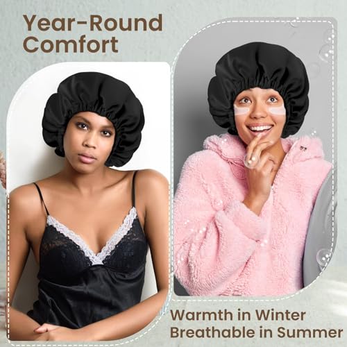 Adjustable Silk-Satin Hair Bonnet for Sleeping – Anti-Frizz Curl Protection