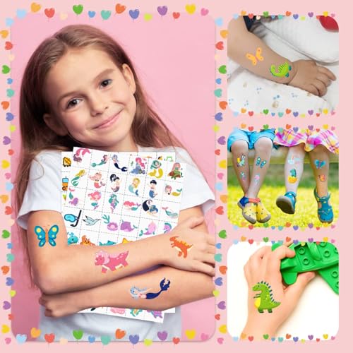 384 Temporary Tattoos for Kids - 8 Sheets Party Favors