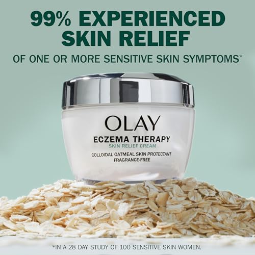 Olay Sensitive Eczema Therapy Face Moisturizer Skin Relief Cream, 1.7 fl oz Fragrance-Free Skin Care Treatment with Colloidal Oatmeal