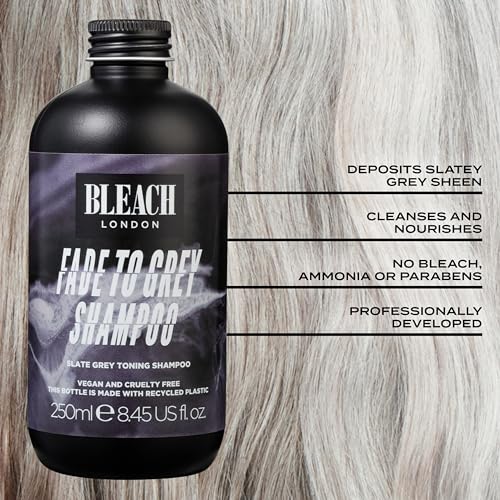 Bleach London Fade to Grey Shampoo 250ml - Toning for Blonde & Grey Hair
