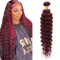 FuivJuix #99J Burgundy Deep Wave Human Hair Bundles 34 Inch - Unprocessed Brazilian Virgin Hair