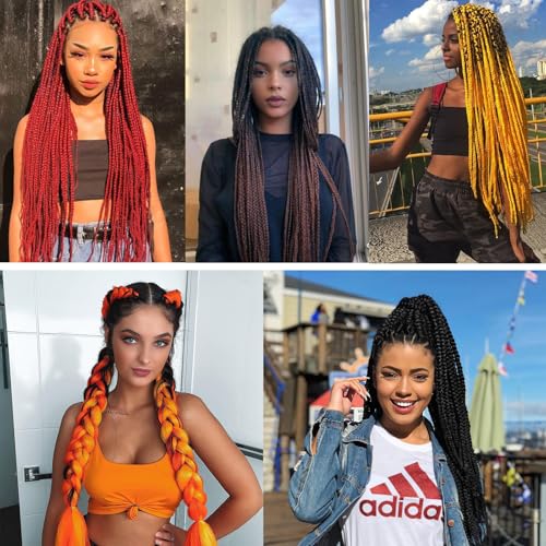 Braiding Hair Pre Stretched Extensions - 3 Packs Colored Hair for Braiding - Soft Yaki Braiding Hair with Hot Water Setting - Light Braiding Hair Extensions (1B, 26)