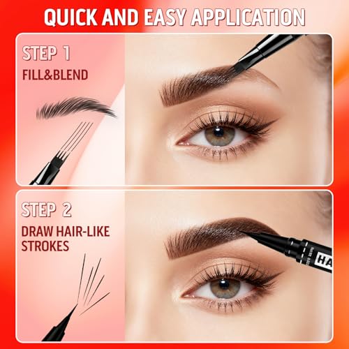 2-in-1 Eyebrow Pen with Fork-Tip & Brush - Waterproof Grey