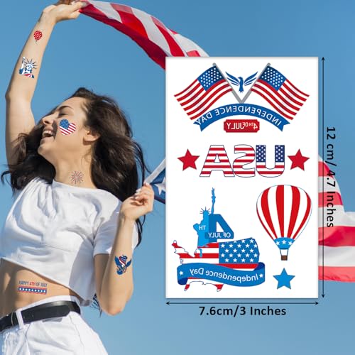 70 Pcs 4th of July Temporary Tattoos - Patriotic Party Favors