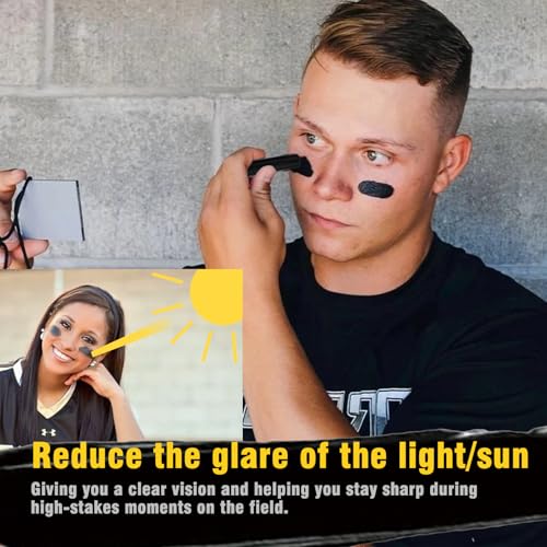 Eye Black Stick ? 2 Pcs Face Paint for Football, Baseball, Softball, Rugby & Lacrosse, Long-Lasting Anti-Glare Eye Black for Sports Games & Training