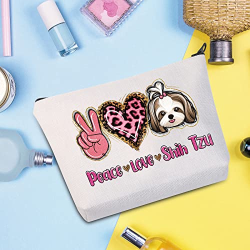 WZMPA Funny Shih Tzu Cosmetic Bag Shih Tzu Lover Gift Peace Love Shih Tzu Makeup Zipper Pouch Bag Dog Lover Gift (Peace Love Shih Tzu)