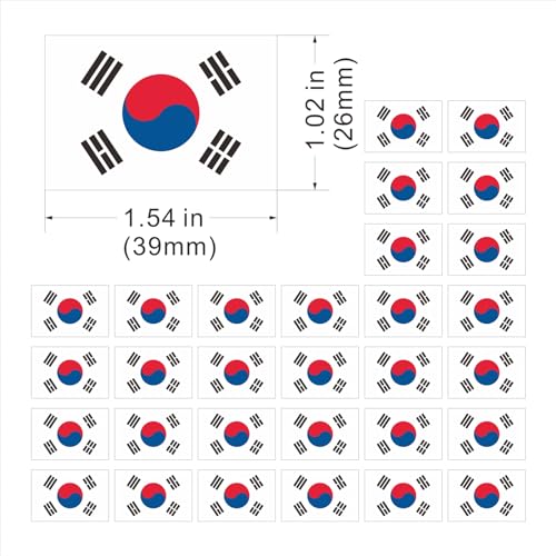 30 Sheets South Korea Flag Temporary Tattoos Fans Face Tattoo Stickers for Adults Kids Group Activity Props
