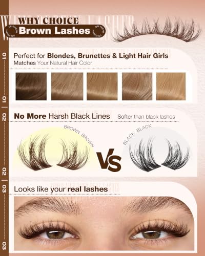 Brown Wispy Lash Clusters | 10mm 12mm 14mm Extensions