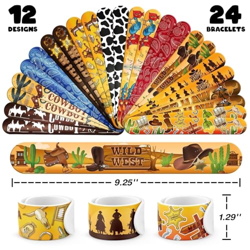 Cowboy Party Favors Set - 24 Slap Bracelets & 36 Tattoos