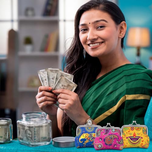 Indian Return Gift Coin Purses - Set of 18 Diwali & Pooja Souvenirs
