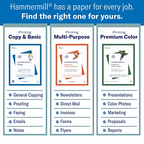 Hammermill Colored Paper, 20 lb Blue Printer Paper, 8.5 x 11-1 Ream (500 Sheets) - Made in the USA, Pastel Paper, 103309R