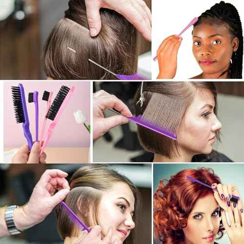 12 Pcs Hair Brush Set with Hair Spray Bottle for Toddlers, Women, Detangling Brush for Wet Dry Curly Hair, Edge Bristles Wide Tooth Rat Tail Combs for Baby Girls (pink)