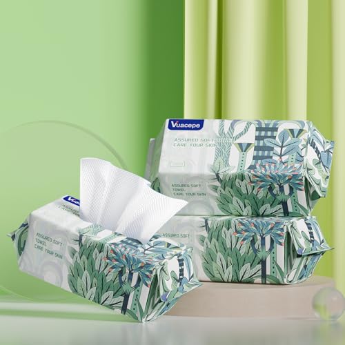 Vuacepe Face Towels Disposable Clean Facial Towels, Soft Cotton Facial Dry Wipes, Disposable Face Towel for Skin Care, Face Towelette Facial Cleansing, Makeup Remover Face Clean Clothes 300 Count