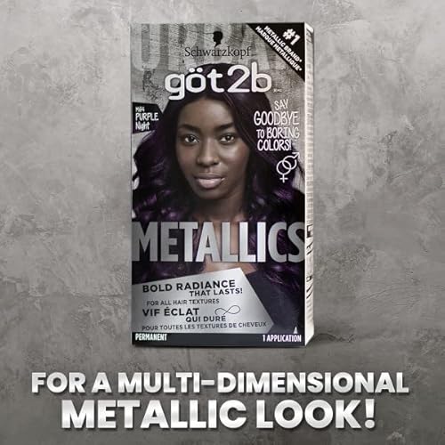 Got2b Metallics Permanent Hair Color, M64 Purple Night Charcoal