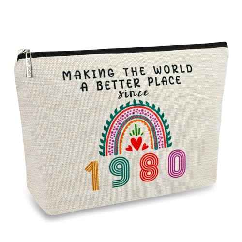 45th Birthday Gifts for Women Her, 45th Birthday Decorations Makeup Bags, 1980 Anniversary 45 Year Old Gift Ideas for Mom, Wife, Sister, Best Friends, Mothers Day, Small Cosmetic Travel Pouch