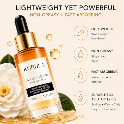 Kurula Japanese Camellia Hair Oil Serum - 30ml for Frizz Control