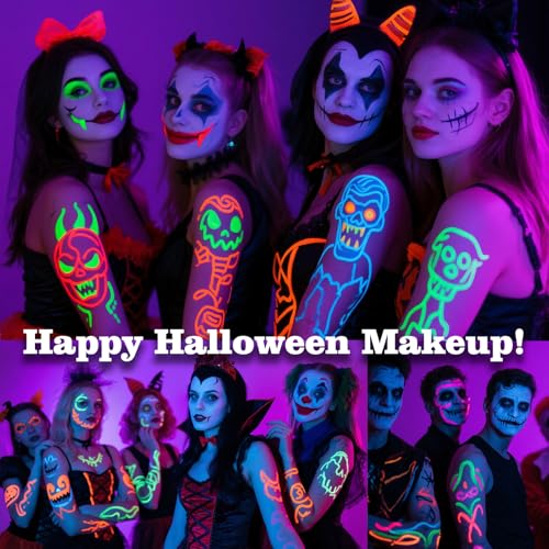 Glow in the Dark Face Paint Pens - 8 Neon Colors for Parties